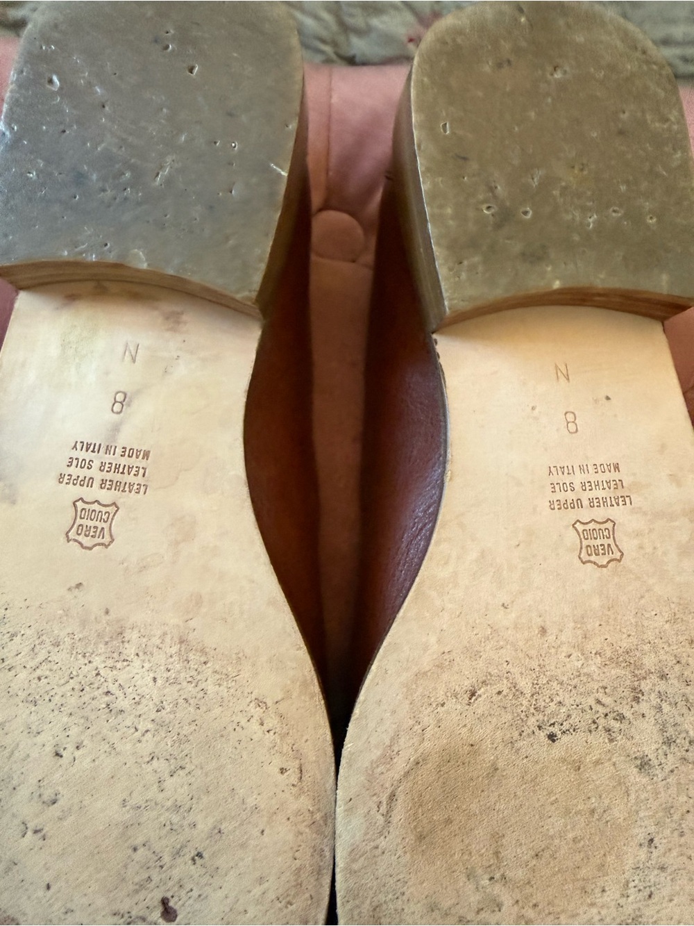 Talbots Italian Brown Leather Peep Toe Flat Sandals Size 8 Narrow - Picture 8 of 8